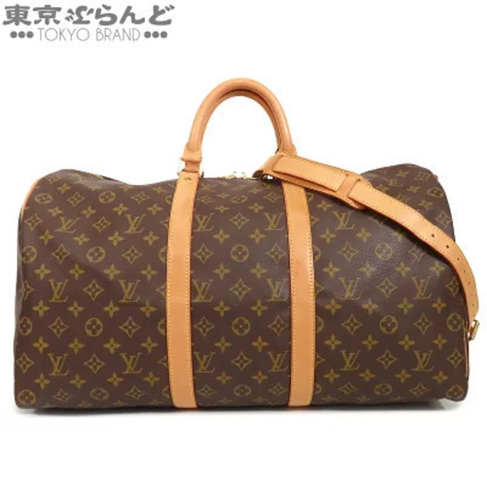 Louis Vuitton Keepall Bandouliere Monogram Canvas Shoulder Bag Boston Brown